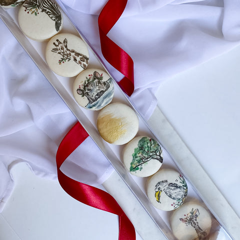 African Christmas Painted Macaron Box