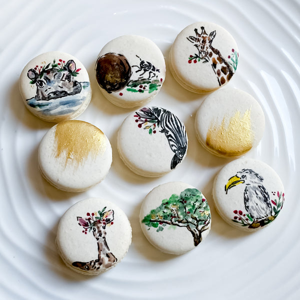 African Christmas Painted Macaron Box