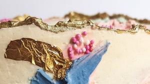 Buttercream painted gold leaf cake