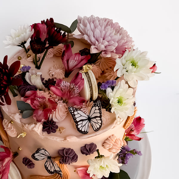 Garden floral decorated cake