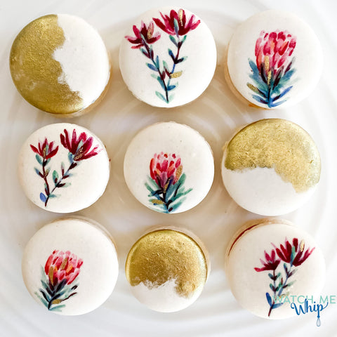 Protea and fynbos macarons