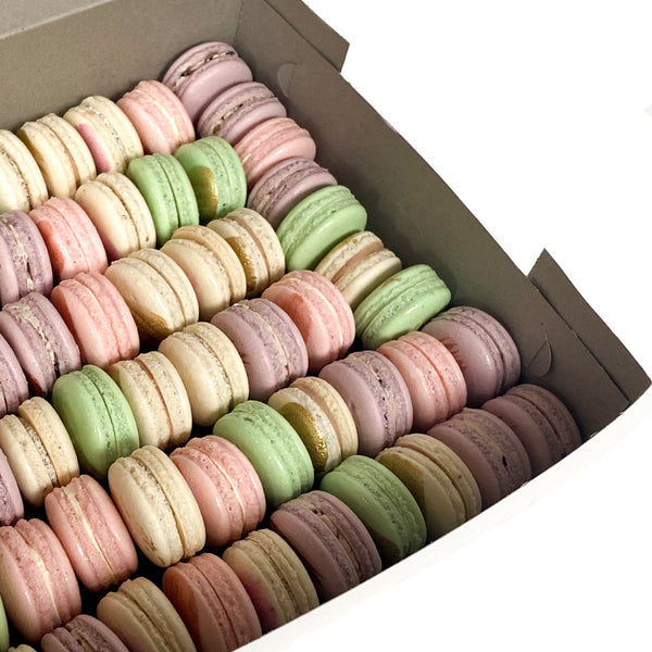 Order your mixed flavour box containing twelve fresh and beautifully handcrafted Watch Me Whip macarons.