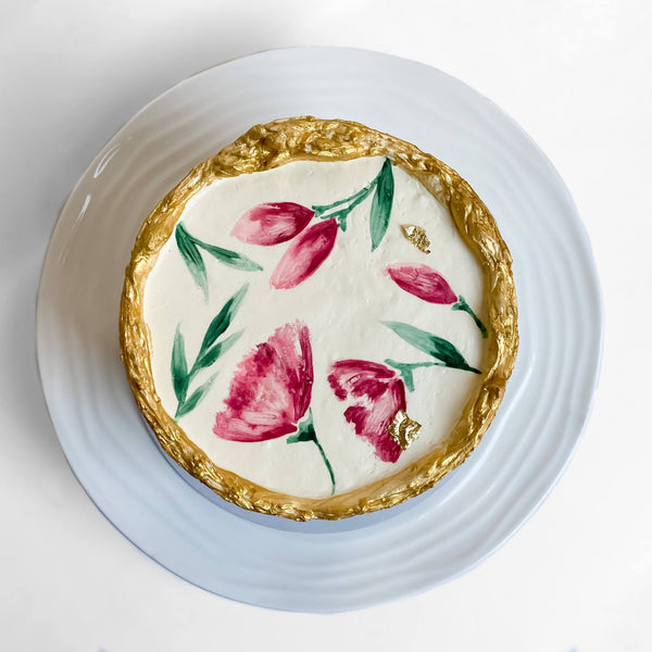 Handpainted Floral Predesigned Cake
