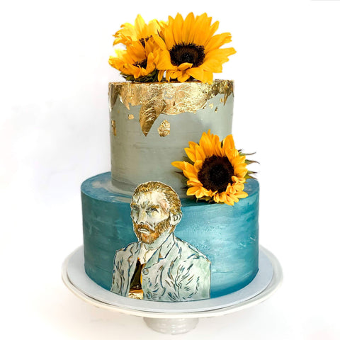Van Gogh Portrait Tiered Cake
