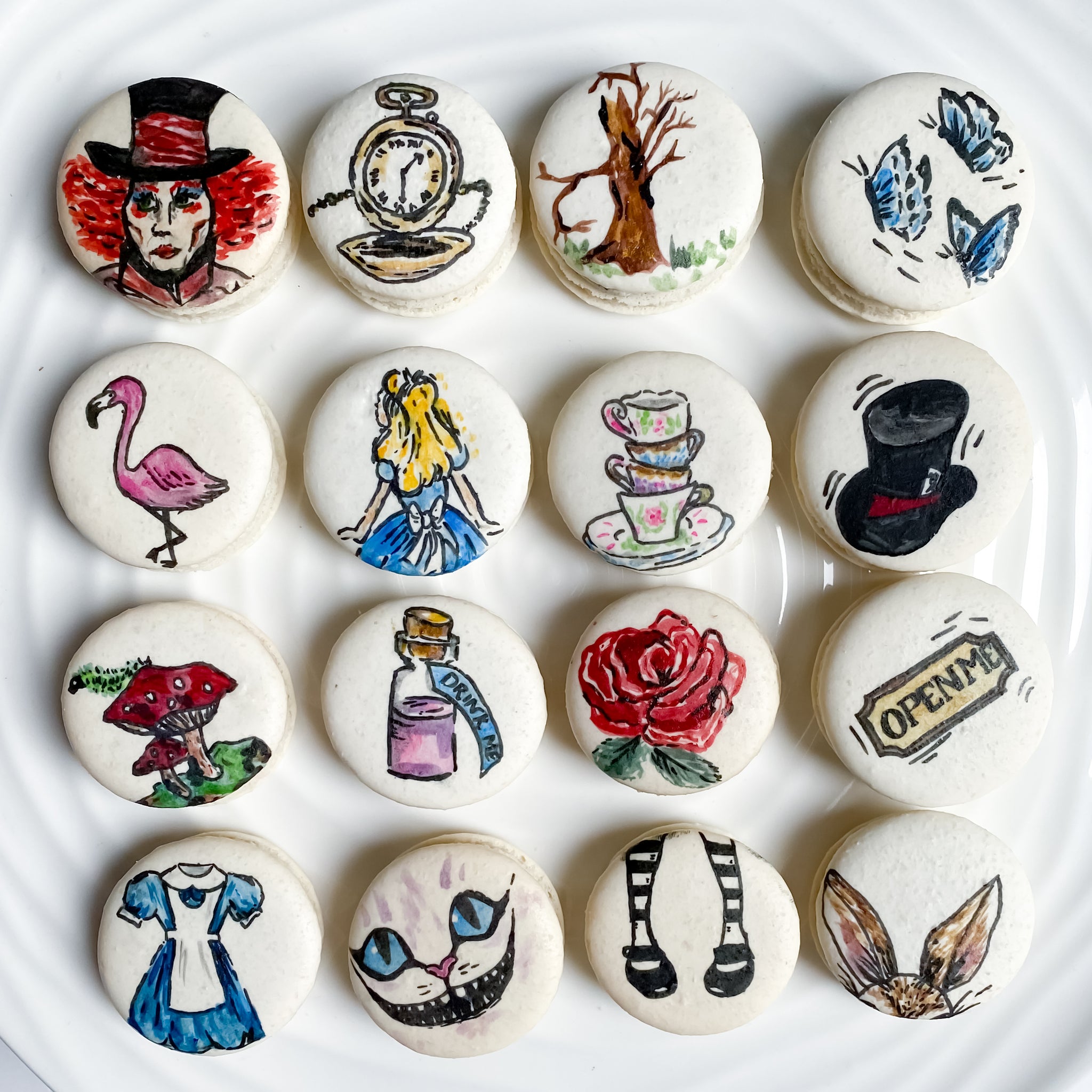 Alice In Wonderland Painted Macarons