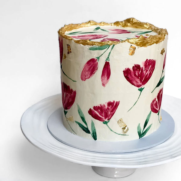 Handpainted Floral Predesigned Cake
