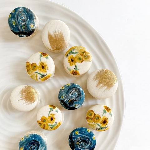 Vincent Van Gogh Starry Nights, Sunflower macarons